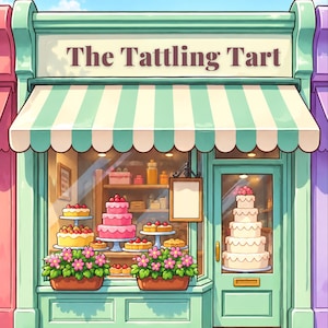 Premade Cozy Mystery Book Cover, Cake Shop Storefront Art for Bakery Authors image 1