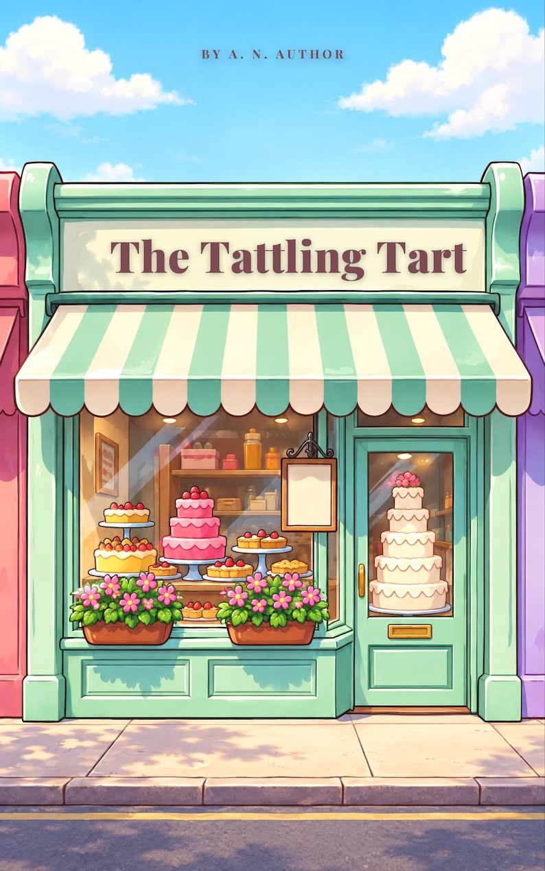 Premade Cozy Mystery Book Cover, Cake Shop Storefront Art for Bakery Authors image 1