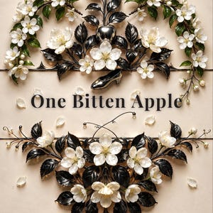 Premade Romantasy Book Cover, Silver Apple and Blossom, Fairytale Retelling Ebook Design image 1