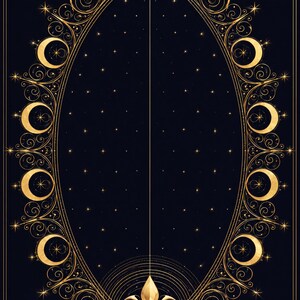 Premade Romantasy Book Cover, Gold Moons on Indigo Filigree, Fated Mates Ebook Design image 3