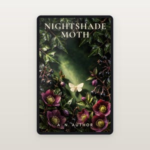 Premade Witchy Book Cover, Cream Moth in Nightshade Art for Hedge Witch Authors image 2