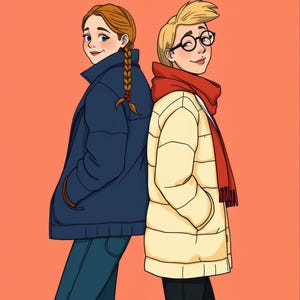 Premade Winter Romance Book Cover, Snow Walk Couple in Scarves (Digital Download) image 3