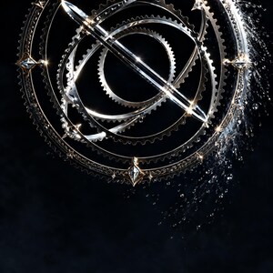 Hard Sci-Fi Book Cover, Steel Armillary Sphere, Black Background (Digital Download) image 3