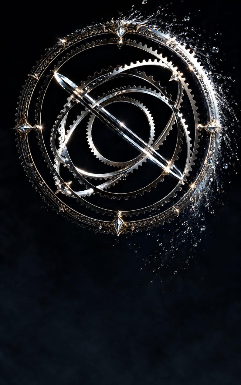 Hard Sci-Fi Book Cover, Steel Armillary Sphere, Black Background (Digital Download) image 3