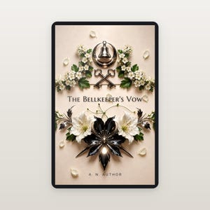 Premade Romantasy Book Cover, Silver Bell and Crossed Keys, Fairytale Ebook Design image 2
