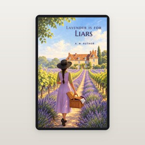 Premade Cozy Mystery Book Cover, Lavender Fields Chateau Art for Travel Cozy Authors image 2