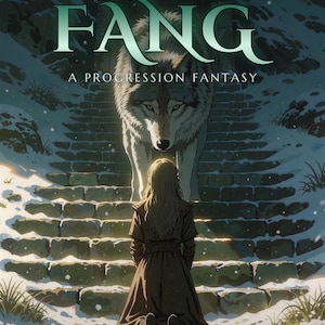 Premade Fantasy Book Cover, White Wolf and Kneeling Girl Art for Spirit Wolf Authors image 1