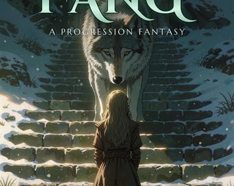 Premade Fantasy Book Cover, White Wolf and Kneeling Girl Art for Spirit Wolf Authors