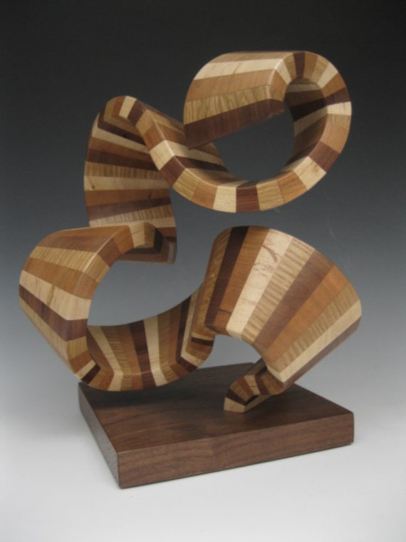 Modern Abstract Wood Sculpture 