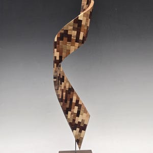 Modern Abstract Wood Sculpture, Handmade Art