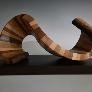 Modern abstract wood art sculpture