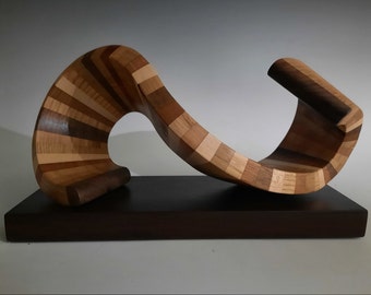 Modern abstract wood art sculpture