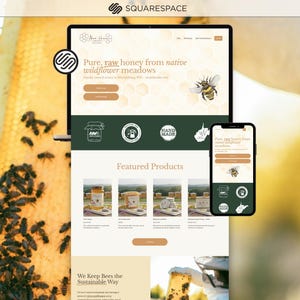 Modello di sito web per apicoltore su Squarespace / Design per apiario con negozio di prodotti ed eventi (download digitale)