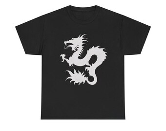 Dragon Graphic T-Shirt, Y2K Japanese Streetwear, Minimalist Fantasy Tee