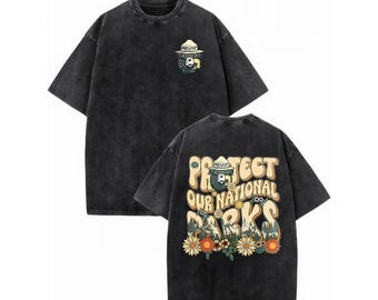 Protect National Parks Bear Graphic Tee, Retro Nature Outdoor Shirt