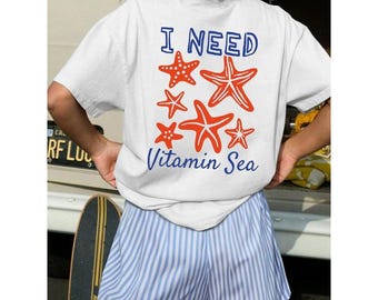 Vitamin Sea Starfish Beach Shirt, Summer Vacation Coastal Tee