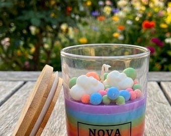 Chasing Rainbows Candle: Hand-Poured Soy Wax • Spring Floral Peony • One-of-a-kind