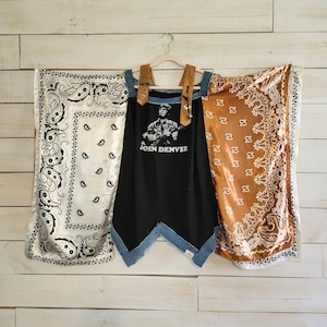 John Denver Upcycled Dress | Boho Bandana Sleeve Tunic | Handmade Festival Wear S–XL
