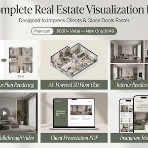 Real Estate Visualization Kit: 2D/3D Floor Plans, Renders, Walkthrough Video (Digital Service)