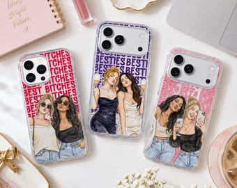 Coque de téléphone aquarelle personnalisée avec photo de meilleure amie, cadeau de remerciement personnalisé pour une amie proche, cadeau d'anniversaire pour une sœur de cœur, cadeau pour une amie à distance