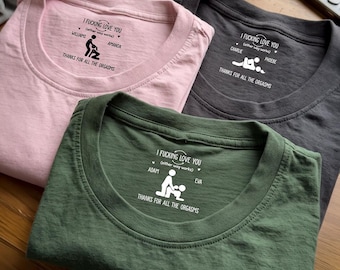T-shirt personnalisé avec citation drôle et coquine et message caché, T-shirt « Merci pour tous les orgasmes » personnalisé avec motif à l'intérieur du col et au dos, cadeau