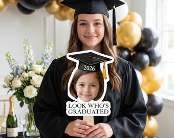 Custom Vintage Childhood Photo Graduation Gift Personalized Graduation Fan, Look Who Graduated Sign, High School Grad Ceremony Hand Fan