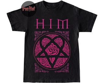 T‑shirt met HIM-band – klassiek T-shirt met logo voor fans – uniseks katoen – muziekshirt IR14