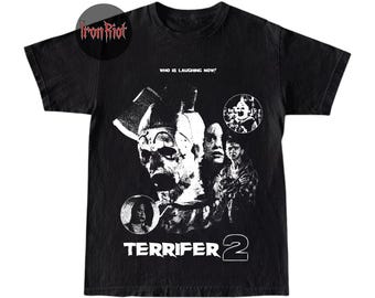 T-shirt Terrifier 2 - Who Is Laughing Now Art The Clown Graphic T-shirt - horrorfilmmerchandise - Dark Gift IR127