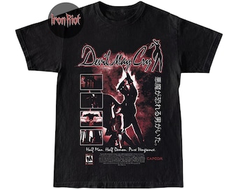 Devil May Cry T-shirt - Half Man Half Demon Japans T-shirt - Dante Capcom Game Merch - Dark Gift IR138