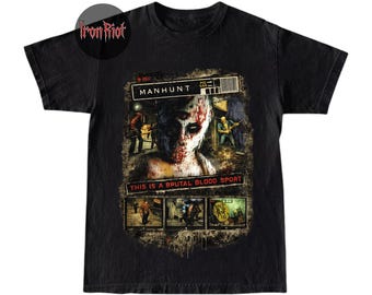 Manhunt T-shirt - Brutal Blood Sport Graphic Tee - Rockstar Horror Game Merch - Dark Gaming cadeau voor hem IR135