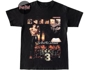 Tekken 3-T-shirt - The Battle Continues Namco Graphic Tee - PS1 Classic Fighting Game Merch - Gamer Gift IR142