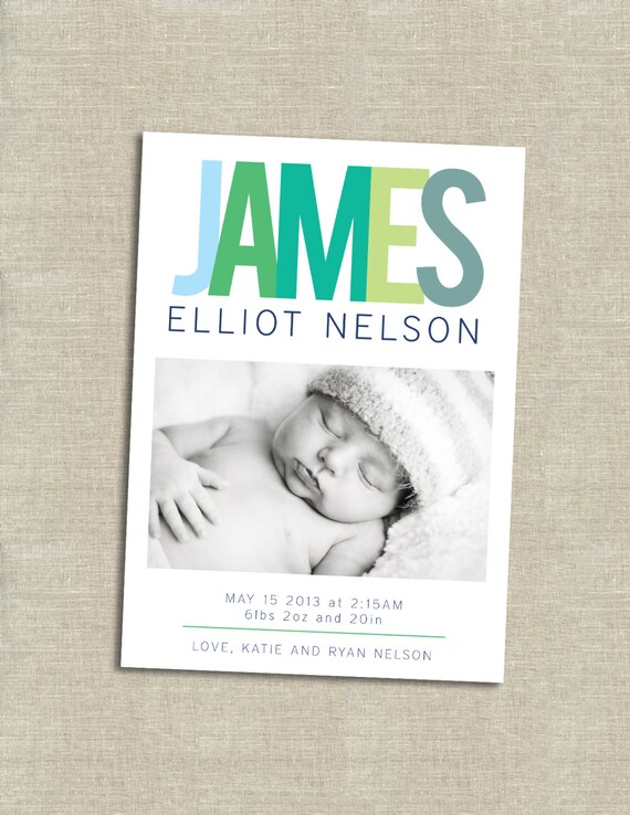 Items similar to printable photo birth announcement baby boy on Etsy