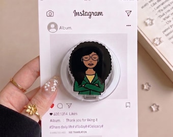 Daria’s Phone Grip, Melanin Girl With Book Phone Grip, Magnetic Phone Grip for & Books