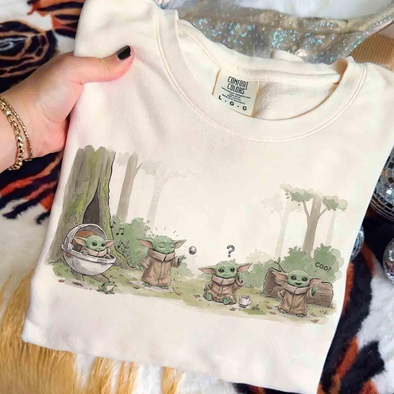 Comfort Colors StarWars Grogu Emotions T-shirt, Funny Grogu Tee, Disneyland Family Matching Tee, Hollywood Studios Galaxy's Edge Trip Shirt image 2