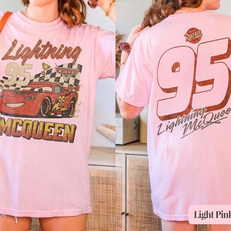 Vintage Lightning McQueen Baby Tee, Comfort Colors Disneyland Pixar Cars Shirt, Retro McQueen Graphic Tee, Family Vacation Trip Shirt 2026 image 4