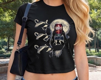 Funny Raccoon Shirt – Raccoon Dr Pepper Moon Graphic Tee, Vintage Animal T-Shirt, Retro Aesthetic