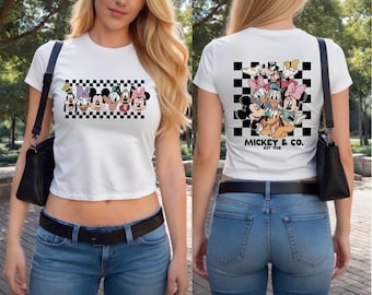 Comfort Colors Retro Mickey & Co Est 1928 Shirt, Mickey And Friends, Disneylandtrip Family Vacation Checkered Tee, Disneyland Tee