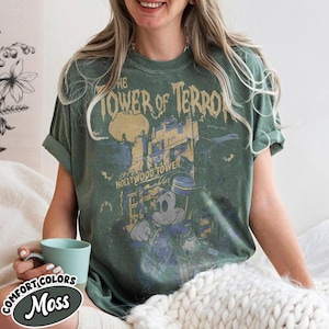 Camiseta infantil de la Torre del Terror de Disneyland, camiseta vintage de Mickey Mouse de la Torre de Hollywood, camiseta de la atracción de La Dimensión Desconocida de Disneyland, atuendo espeluznante de Halloween imagen 4