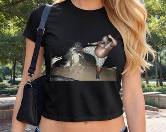 Black Guy Kicking Crocodile Tshirt, Funny Meme Shirt Comfort Colors
