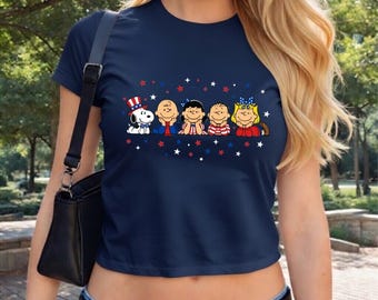 Puppy Patriotic Cartoon Friends Shirt, 4th of July Cartoon Tee, American Flag Stars Shirt, Independence Day Graphic Tee, Patriotic Holiday