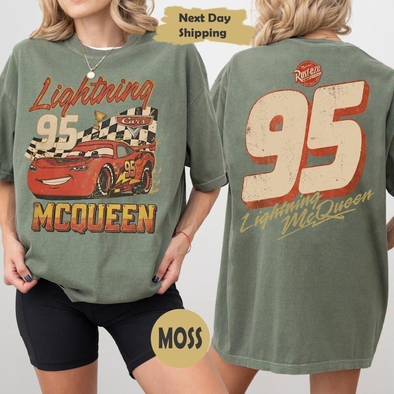 Vintage Lightning McQueen Baby Tee, Comfort Colors Disneyland Pixar Cars Shirt, Retro McQueen Graphic Tee, Family Vacation Trip Shirt 2026 image 6