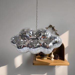 Disco Ball Cloud Hanging Ornament Mirror Glass Cloud Pendant 70s Retro Party Decor