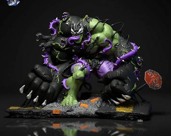 Venomized Hulk 3D STL Statue - Symbiote Fan-Art-Modell (Resin-Ready)