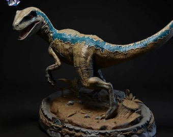 Blauer Raptor 3D STL Modell - Jurassic World Resin druckbare Statue