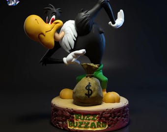 Buzz Buzzard 3D STL Model - Cartoon Bösewicht Statue, Display Base (Digitaler Download)