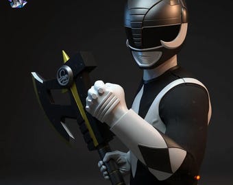 Mighty Morphin Black Ranger 3D STL Modell - Maßstab 1: 6 Fan Art Statue