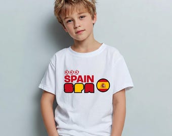 Camiseta infantil de España para el Mundial, camiseta de fútbol para niños y niñas, ropa de la selección española de fútbol, regalo deportivo para niños, camisetas informales para niños.