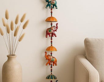 Adorno étnico colgante con cuentas y campana / Decoración para el hogar: puerta, pared, balcón (Paquete de 1)