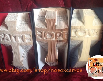 Faith, Hope, Love Folded Book Art Pattern Set of 3