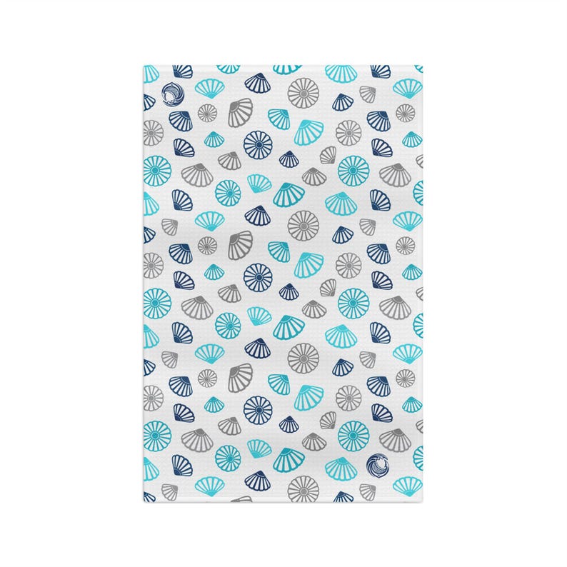 Hawaiian Opihi Pattern Microfiber Tea Towel- Moana (ocean) Blue | Multicolor Kitchen Linens image 1
